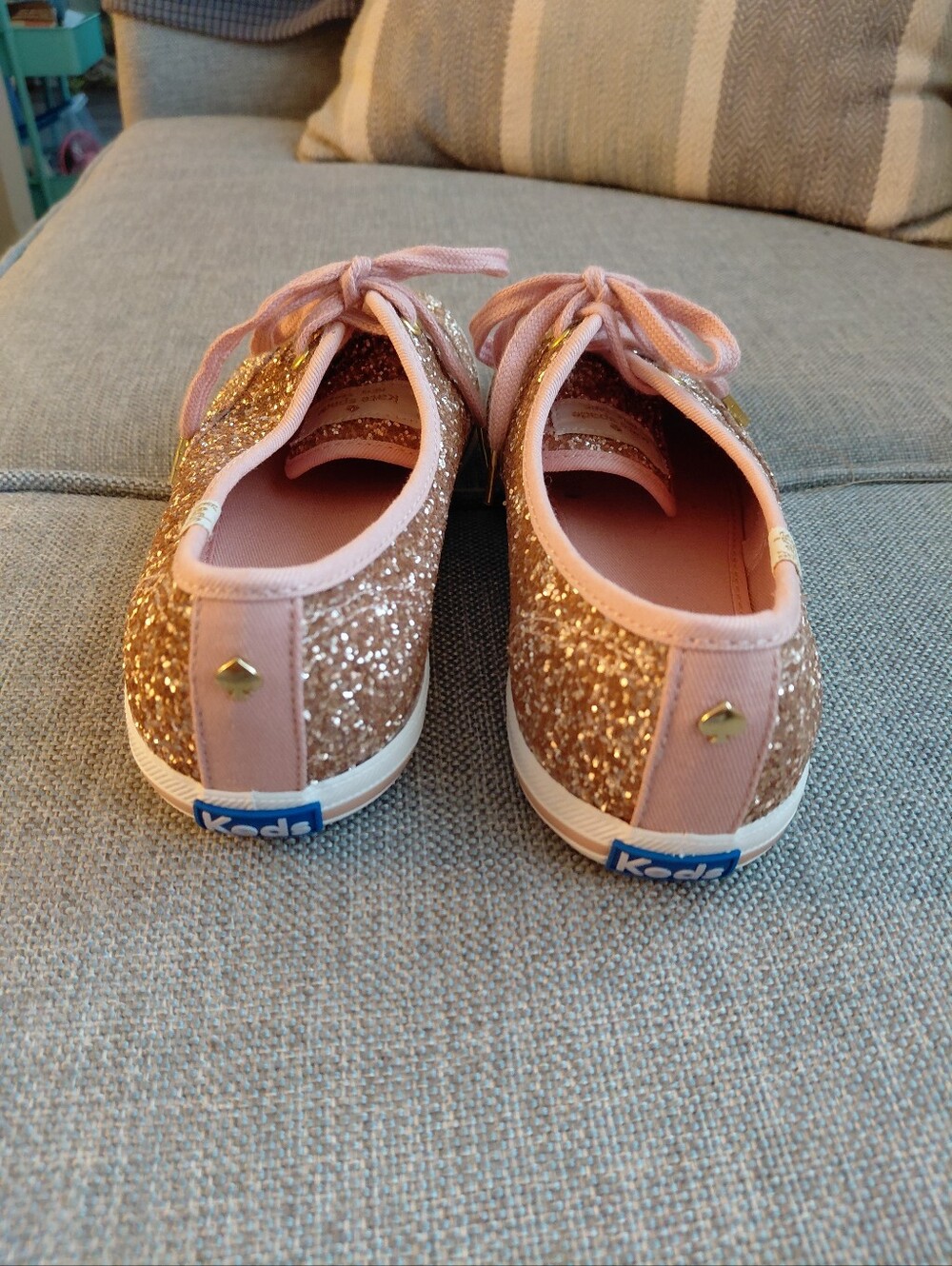 Keds X Kate Spade Rose Gold Glitter Pink Low-Top Sneakers Sz 7.5 - Picture 4 of 5